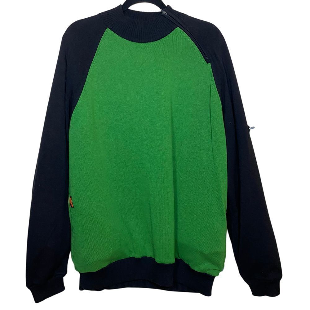 Men Golf Ashworth Weather Systems Green Black Raglan Sleeve Pullover Sweater